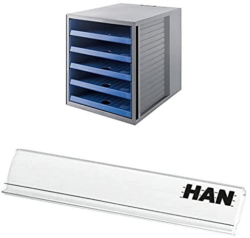HAN Schubladenbox mit offenen Schubladen Beschriftungsclip, für die professionelle Beschriftung von Briefablagen