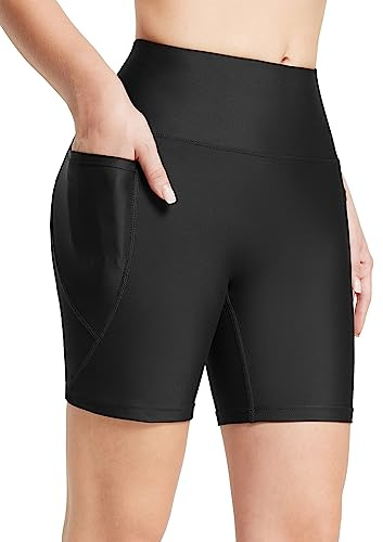 baleaf Swim Shorts Women Bathing Suit Bottoms 6 Modest Swimsuits Tankini Tummy Control Board Shorts Swimwear High Waisted Biker Shorts Boyshorts Black XL