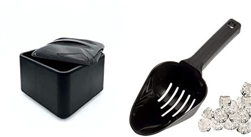 MC Ristorazione - Secchiello PORTAGHIACCIO quadrato in plastica da 6 Litri, colore NERO, Made in Italy & Garnet 2010 Paletta Professionale in plastica per Ghiaccio-1 pz-Made in Italy