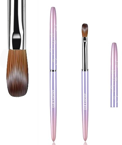 ANGNYA Kolinsky Pincel Acrílico para Uñas, Pinceles para Uñas para Aplicación de Acrílico, Pincel Acrílico en Polvo para Uñas, Pincel Acrílico para Uñas para Manicura Profesional Home Salon (10#)…