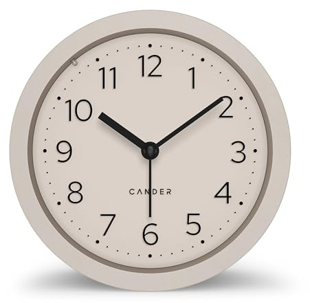 Cander Berlin MNU 2012 D Wecker lautlos ohne Ticken 12 cm analog batteriebetrieben warmgrau modern