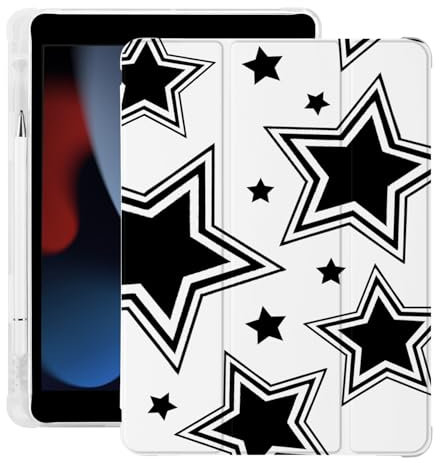 Bonita funda Kawaii Y2K Star para iPad Air de 11 pulgadas M2 2024 (6ª generación) con soporte para lápices, apagado y encendido automático, cubierta trasera de cuero suave de TPU