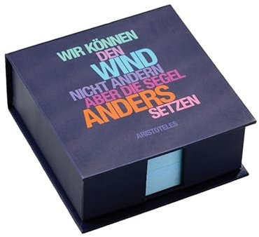 Zettelbox Wind mit einem Zitat von Aristoteles Wirkönnen den Wind nicht ändern aber die Segel anders setzen. Mit 200 Notizzetteln.