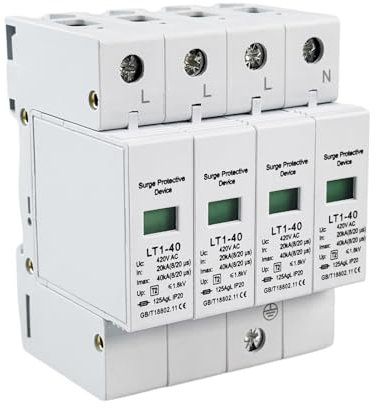 Parasurtenseur 4P 40KA, parafoudre 4 pôles dispositif de protection contre les surtensions sur rail DIN, domestique CA pour la protection contre la foudre, système électrique, appareil électroménager