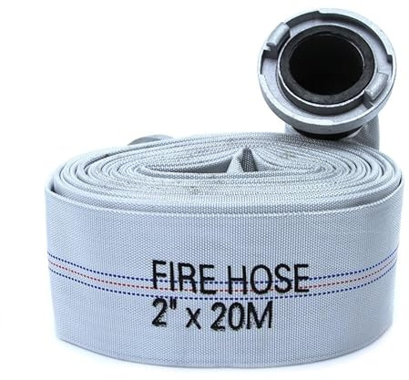 Flexibel slang för brandpumpar | Ø52 mm/2 tum | Längd 20 m | för smutsigt rent vatten avloppsvatten | med snabbkopplingar | termisk och mekanisk beständighet | polyester