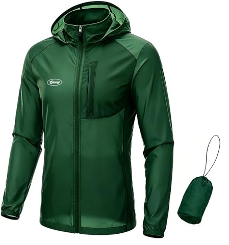 CGLRybO Mens Cycling Running Jacket, Thin Lightweight Packable Hoodies with Storage Bag, Windbreaker with UPF 50+ Sun Protection, Outdoor Coat for Hiking, Biking, Travel, 80g