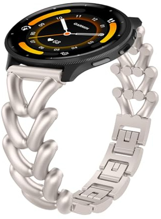 KeHowy 22 mm metallarmband för Garmin Venu 3 45 mm/Forerunner 265/255 Music/vivoactive 4/Venu 2/Active, damersättningsarmband för Huawei Watch GT 5/5 Pro/GT 4/3/Watch 4/3 Pro/GT 2 (46 mm) – Starlight