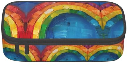 JGHHOUN Federmäppchen mit kleinem Regenbogen-Druck, für Teenager, für Studenten, Schule, Reisen, wesentliche Schreibwaren