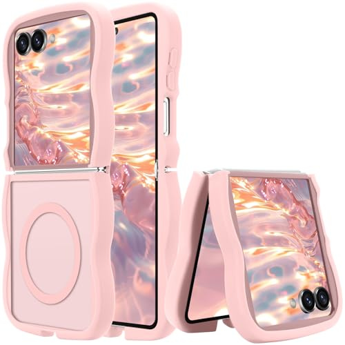 Pepmune Magnetiskt fodral för Samsung Galaxy Z Flip 7 genomskinlig matt söt vågig ram mjuk TPU-skyddsfodral smal passform stötsäker