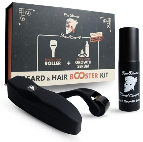 Kit de croissance barbe et cheveux – Dermaroller 0,5 mm + sérum de croissance – Végan et non testé sur les animaux