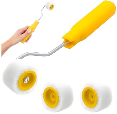 Seutmrou Rullo di vernice, Rullo Pittura Piccola Rulli, Rulli per Verniciare Set 1 Manico in plastica + 3 Rullini Ricambio, Mini Rullo per Pittura Per Dipingere, Rattoppare Bordi o Angoli