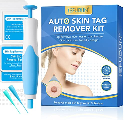 Auto Skin Tag Remover Kit (2mm - 8mm) – Home Beauty Application Set with 40 Micro & Large Bands | Skin Care Accessory Kit for Face, Neck & Body | Includes 36 Repair Patches & 10 Cleansing Wipes
