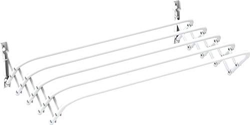 Gimi Brio Super 80 Stendibiancheria da Parete a Fisarmonica, Estraibile, 80 x 43 x 23 cm, Acciaio, Bianco, 4 m