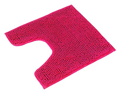 PANA Flauschiger WC Vorleger MIT Ausschnitt • Chenille Badematte in versch. Farben und Größen • Badteppich rutschfest & waschbar • 45 x 45 cm • Farbe: Fuchsia