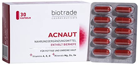 Ernährungsergänzung 30 Kapseln Einmonatige Pflege für Haut mit Bierhefe Vitamin D3 Vitamin A Magnesium Zink Selenium