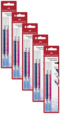 Faber-Castell 185539 - Tintenlöscher, Korrekturspitze M, 2 Stück (Sortiert/Metallic Motiv, 5 Packungen/Stärke M)