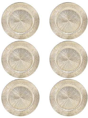33cm Plastic Christmas Charger Plates (Gold - Blast, 6)