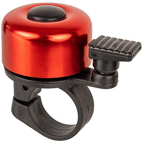 Campanello per bicicletta in rosso, con suono forte e chiaro per manubri Ø 21 mm - Ø 25 mm, con vite di fissaggio - Campanello universale per bici in più colori