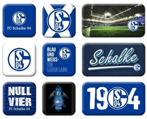 FC Schalke 04 Magnet 9er-Set Kühlschrankmagnet S04 - Plus Lesezeichen I Love Gelsenkirchen