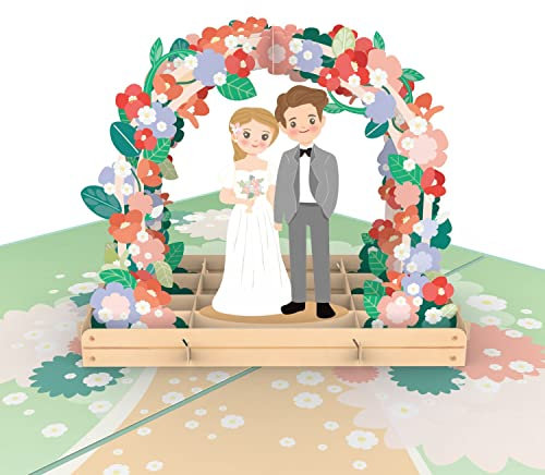 papercrush® Pop-Up Karte Hochzeit Brautpaar - Lustige 3D Hochzeitskarte mit Blumen, Geschenkkarte als Glückwunsch und Geldgeschenk zur Hochzeit - Handgemachte Glückwunschkarte zum Standesamt