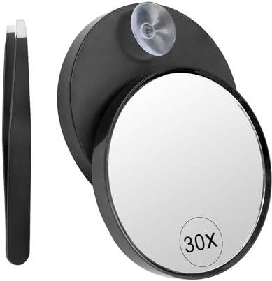 Gebrazy Specchio Da Trucco Con Ingrandimento 30x, Magnifier Con Ventose E Pinze In Acciaio Inox, Lente Di Ingrandimento Da Viaggio Per Trucco, Rasatura E Indossare Lenti A Contatto