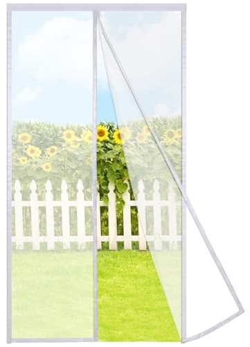 Risareyi Magnet Fliegengitter Fenster 80x120cm, Weiß Moskitonetz Fliegengitter Tür Insektenschutz Balkontür Ohne Bohren mit Klettband und Starke Magneten Selbstschließend