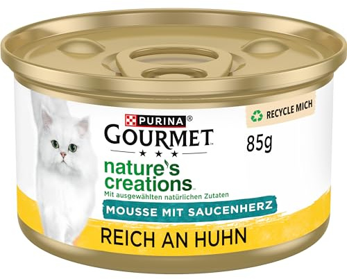 Gourmet Nature's Creations Mousse mit Saucenherz Katzenfutter nass, reich an Huhn, 12er Pack (12 x 85g)