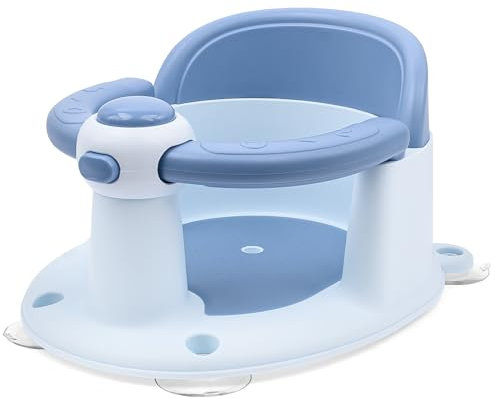 Baby Bath Seat for Babies 6 Months & Up, Non-Slip Toddler Sitting Up Bathtub Seats, Open Design Infant Bath Tub Chair with 4 Suction Cups for Shower (Blue)