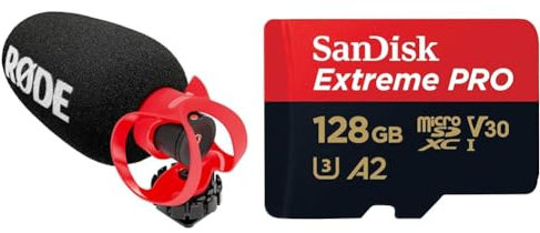 RØDE VideoMicro II Ultra-Compact On-Camera Shotgun Microphone for Recording Audio with a Camera & SanDisk 128GB Extreme PRO microSDXC card + SD adapter + RescuePro Deluxe, up to 200 MB/s