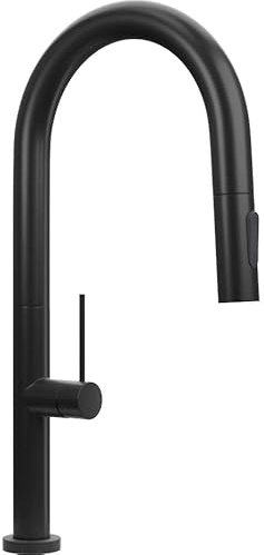 Robinet de cuisine Primagran noir avec deux types de jet d'eau, robinet d'évier rotation 360°, mitigeur haute pression