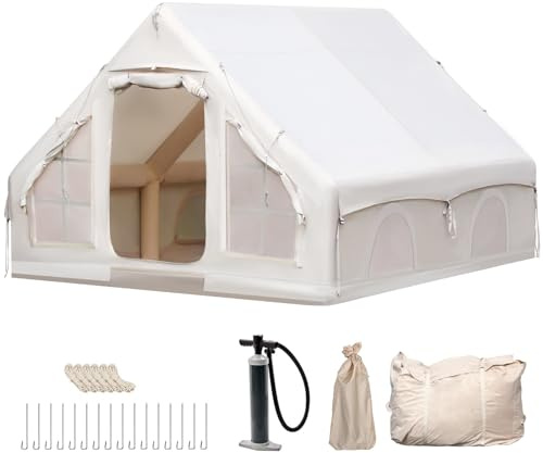 Tienda Inflable Vakiorn para Acampar al Aire Libre con Bomba, Familiar con Ventana y Puerta, Desplegable con Bolsa de Almacenamiento, 4 Estaciones, 8 Personas