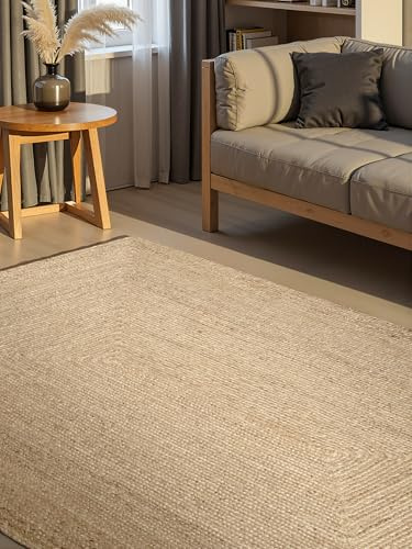 Hanse Home Sharmila Alfombra de Yute Natural para salón de 100% Yute, Tejida a Mano, Resistente y fácil de Limpiar, Moderna, Boho Natural, 80 x 150 cm