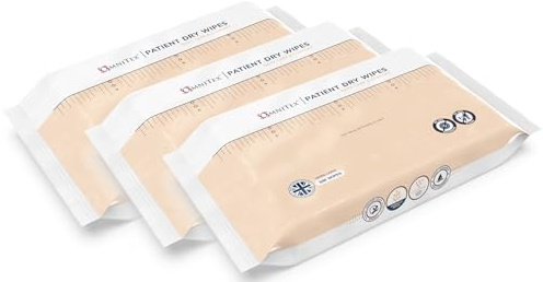 300x Omnitex Daily Care Patient Dry Wipes 32x28cm | Made in UK | Durable, High Absorbency, Soft & Gentle | Body Cleaning Wipes, Incontinence Adults Bed Bath (3x Pack of 100)