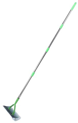 HELEVIA Rastrillo multifuncional de acero inoxidable de alta resistencia desmontable para el cuidado de la hierba, rastrillo para cortar césped, rastrillos de paja, con dientes, borde, para jardín