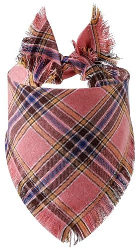 Dog Bandanas, Cotton Plaid Dog Scarfs Washable Triangle Pet Bibs Kerchief for Cats Puppy Small Dogs Medium Dogs,Pink