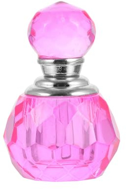 FUTUREORYY Artificial Crystal Perfume Bottle Pink Desktop Ornament Decorative Essential Oil Container Stylish Diffuser Bottle for Home and Car Display