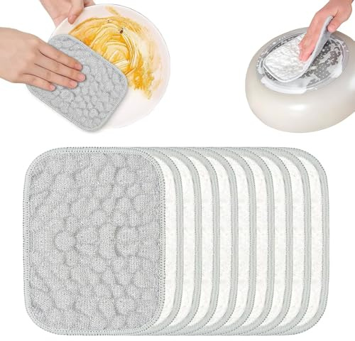 Xanthelle paños de esponja, 12 unidades trapos de cocina, estropajo de acero y paño para masa, paños de limpieza de doble cara para ollas, algodón y alambre