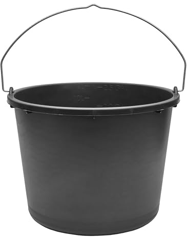 Garronda Baueimer 12 L – robuster Mörteleimer aus recyceltem Kunststoff mit Metallhenkel, stabiler Putzeimer und Maurerkübel für Baustelle, Garten und Haushalt GD-0168