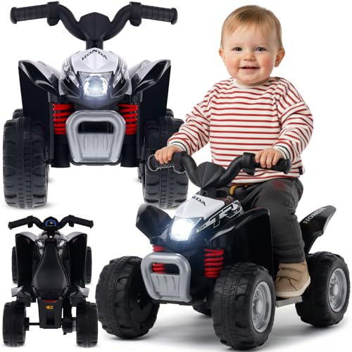 SUN BABY Elektrisk Fyrhjuling för Barn från 18 Månader - Svart | 3km/h, åkbar bil, ledlampa, leksak, elektrisk scooter