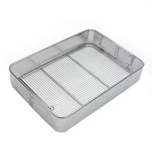 Rostfri Korg med Hål,Steriliseringskorg for Medicintekniska Produkter | Med Handtag, Lämplig för Sjukhuslaboratorier(40x30cm/15.7x11.8in,1PCS)
