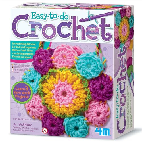 4M L’Arte dell’Uncinetto – Kit Creativo per Bambini | Impara a Realizzare Cappelli, Borse e Decorazioni | Gioco Educativo Manuale per Piccoli Artisti 8+