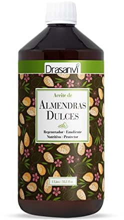 DRASANVI ACEITE DE ALMENDRAS DULCES - Especialmente nutritivo e hidratante - Ayuda a reducir arrugas y estrías - Indicado para todo tipo de pieles - VEGANO - 1l