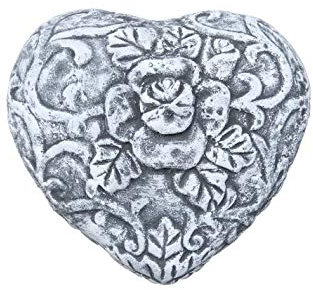 stoneandstyle Décoration funéraire de jardin en forme de cœur - Motif vigne - En pierre artificielle - Résistant au gel et aux intempéries jusqu'à -30 °C