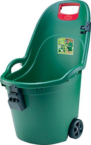 Carriola multiuso completa di ferma scopa, porta attrezzi convertibile in piedistallo e maniglie laterali di sollevamento.