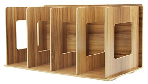 Portariviste rimovibile in legno, raccoglitori per libri, riviste e CD, con 4 scomparti