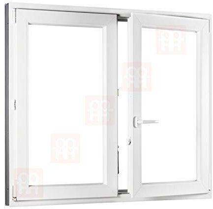 Kunststofffenster | 130x110 cm (1300x1100 mm) | weiß | Zweiflügelige ohne Pfosten | rechts