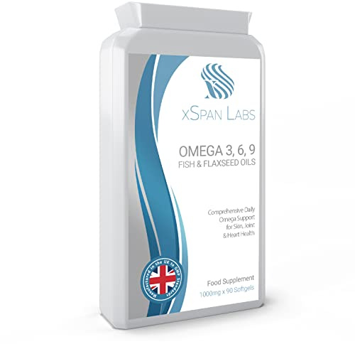 Omega Balanced 3, 6 & 9 Fish & Flaxseed Oil 1000mg – High Strength EPA, DHA, ALA & LA Formula with Vitamin E - Easy-to-Swallow Softgel Capsules - Vegan & Vegetarian Friendly Omega 3 6 9
