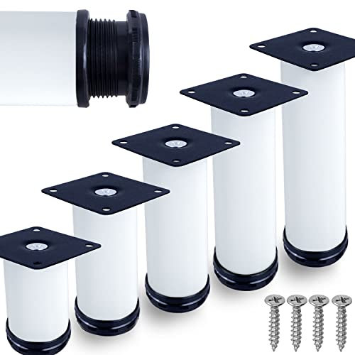 Stahlia 4er Set Möbelfüße Sofafuß Möbelbeine| WEIß | Höhe 15 cm |Ø 50 mm|Massive Ausführung|Sofa Bett Schrank Couch