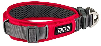 DOG Copenhagen Urban Explorer Collar 2.0 - Padded Dog Collar - Reflective - Comfortable, Classic Red, Size XS
