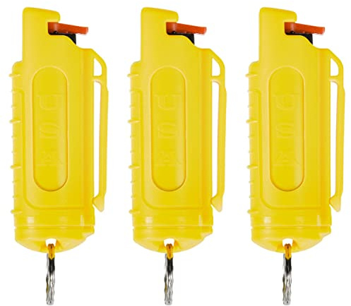 Police Magnum Keychain Pepper Spray Self Defense Belt Clip Holder - Tactical Safety Key Chains for Women & Men- Made in The USA-3 Pack Yellow INJ